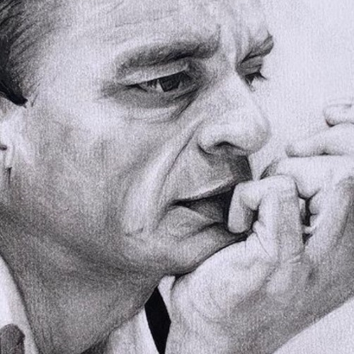 Pencil portrait of Johnny Cash.