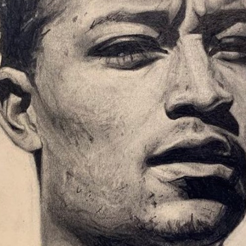 A pencil sketch of rapper Loyle Carner.